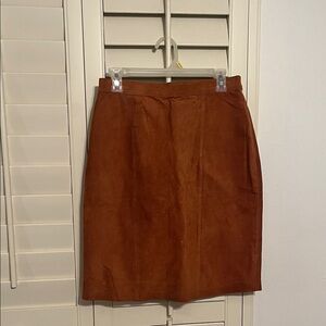 VINTAGE SELLECCA 100% Leather Brown Pencil Skirt